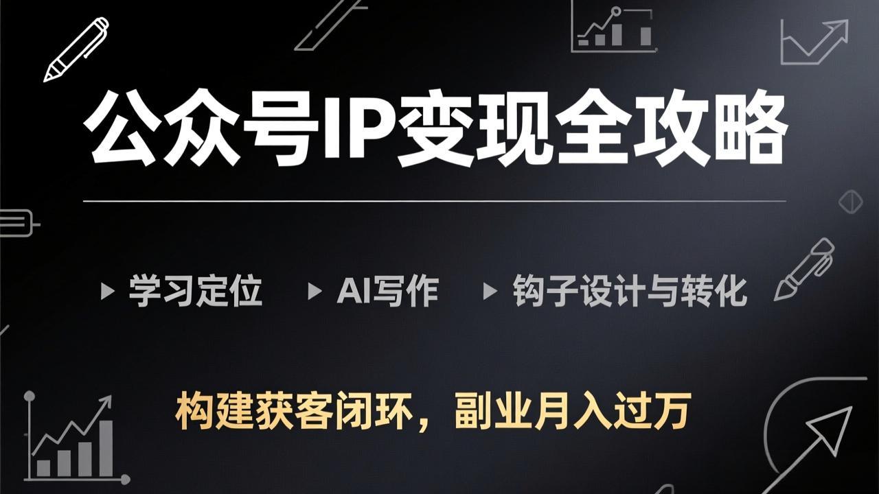 公众号IP变现全攻略-更新，学习定位、AI写作、钩子设计与转化，构建获客闭环，副业月入过万-八百库