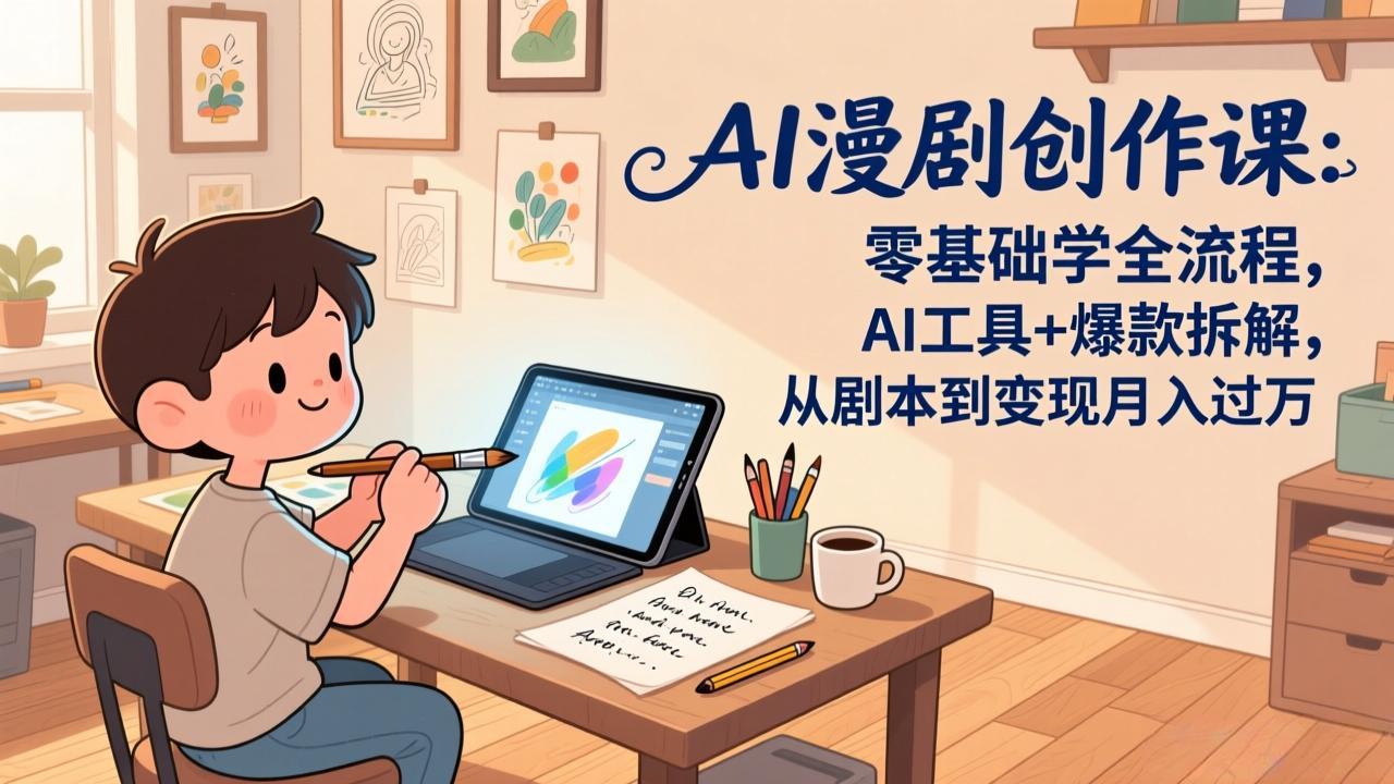 AI漫剧创作课：零基础学全流程，AI工具+爆款拆解，从剧本到变现月入过万-八百库